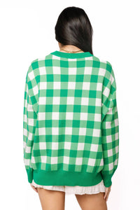 Queen Of Sparkles - Checkered Golf Cart Long Sleeve Sweater