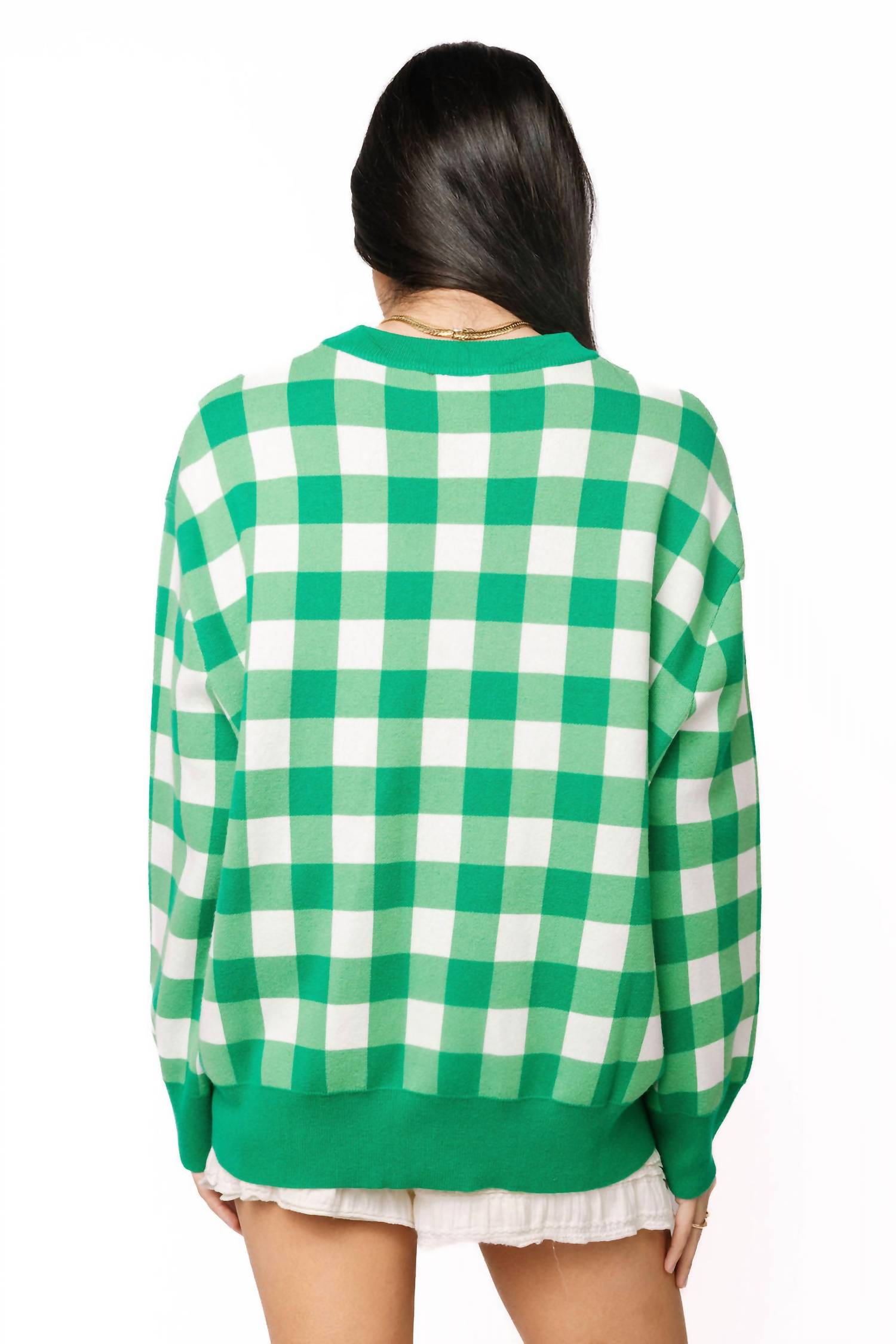 Queen Of Sparkles - Checkered Golf Cart Long Sleeve Sweater