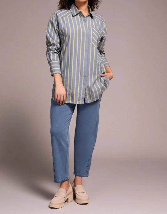 Tribal - Women's Stripe Button Front Dress Top