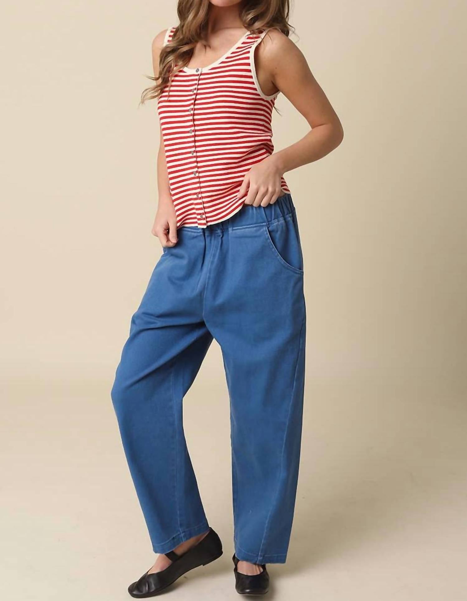 Olivaceous - Zoey Elastic-Waist Baggy Pants