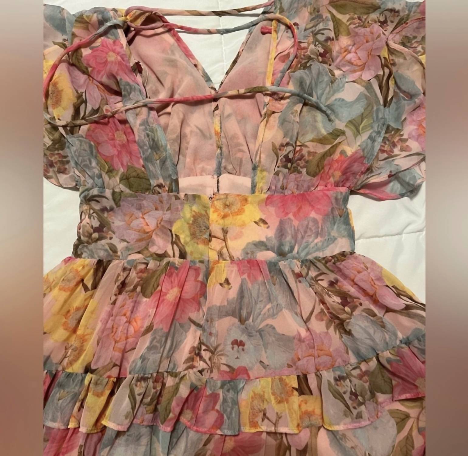 OLIVACEOUS Floral Mini Dress in pastel multi - women's dress - alternate view
