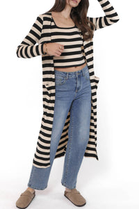 Sadie & Sage - Soul Sisters Striped Rib Knit Long Cardigan