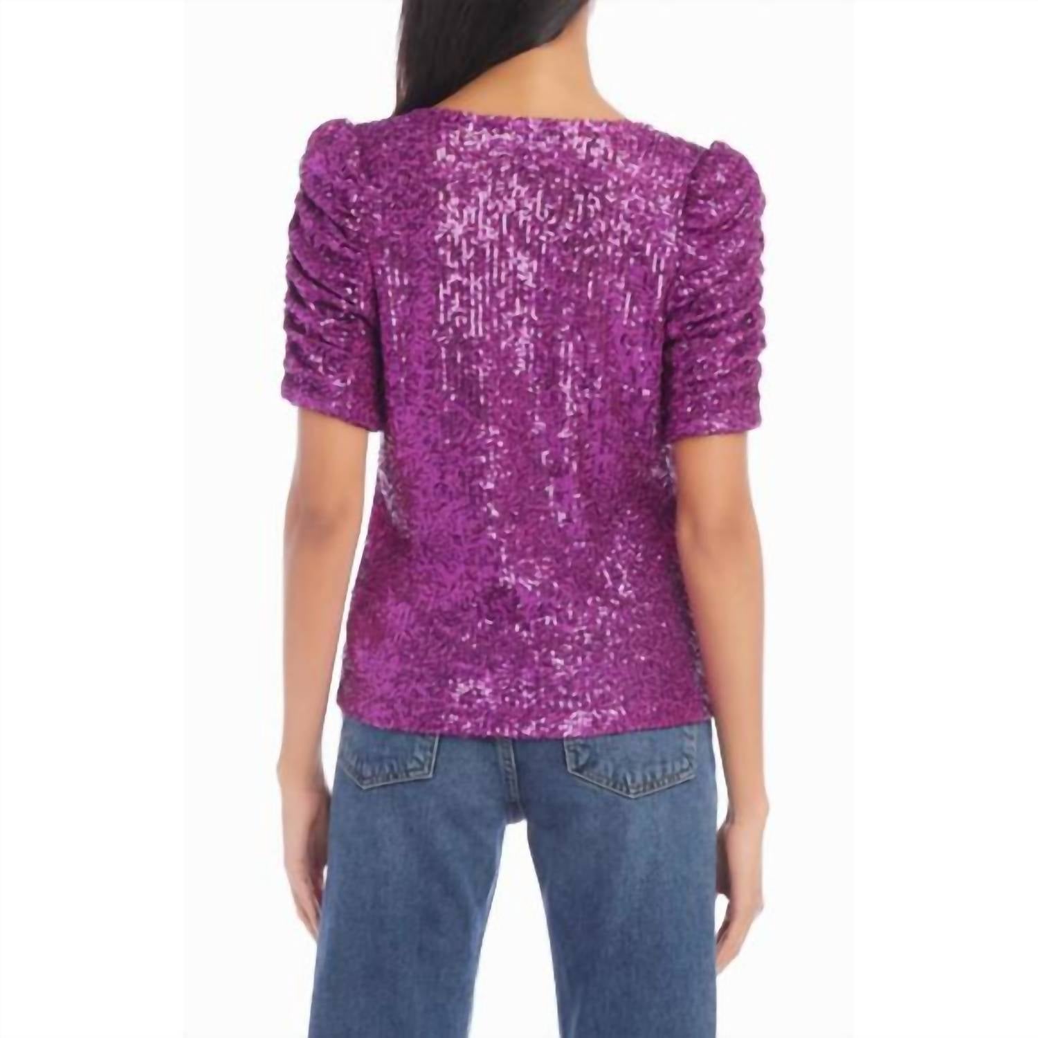 Fifteen Twenty - Puff Sleeve Sequin Top