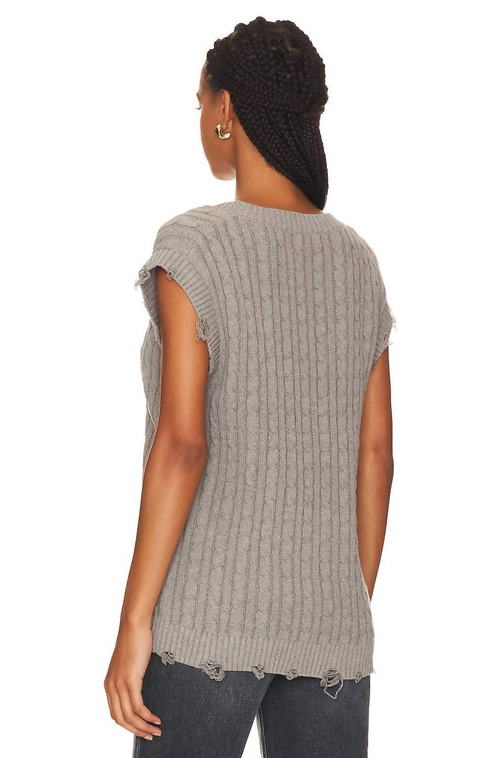 STEVE MADDEN Aiden Sweater Vest in heather grey - women's jacket - alternate view