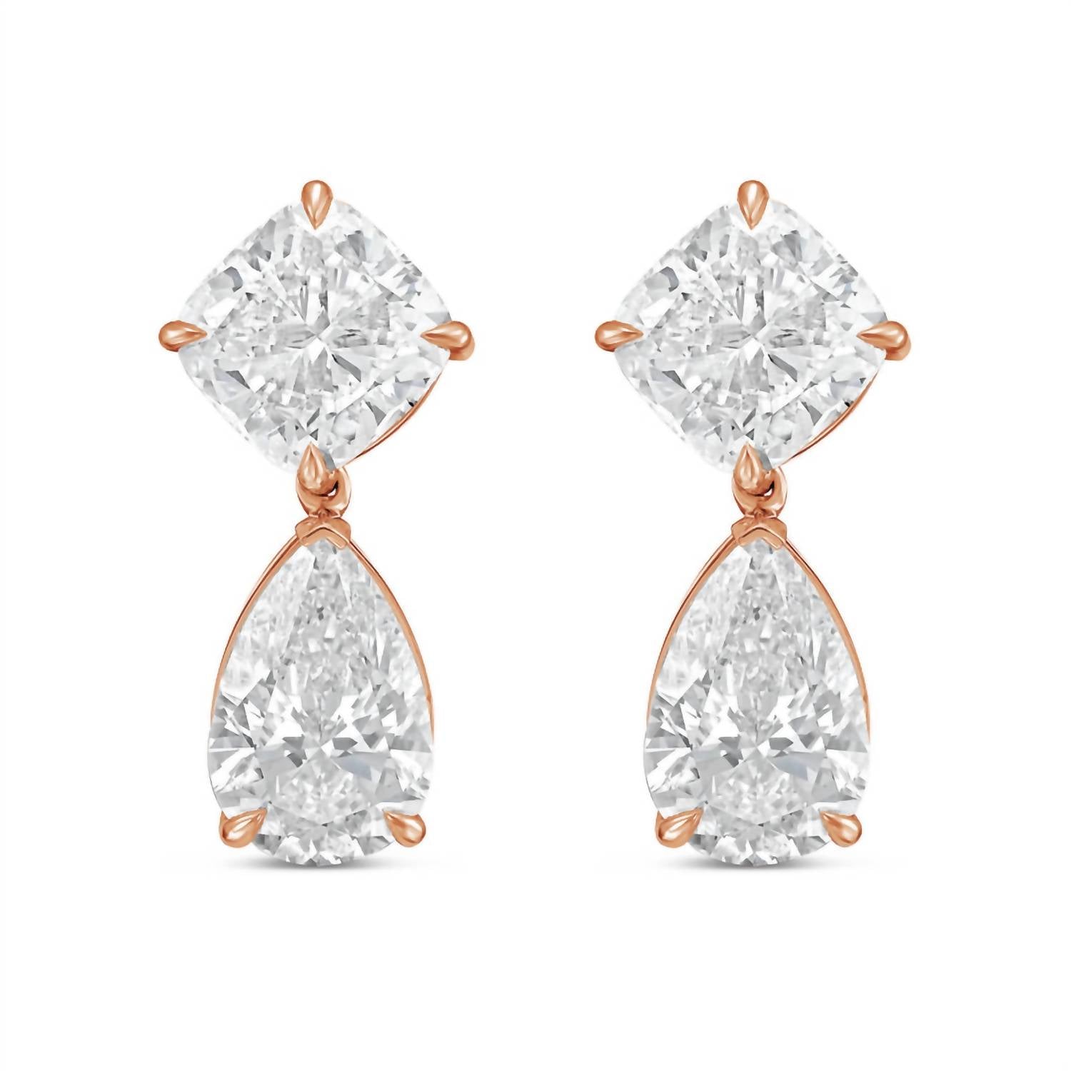 Diana M Jewels - Women's Cushion & Pear Lab-grown Diamond Stud Earrings (10.00 Tcw) - Bold