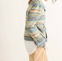 PENDLETON Double Soft Half Snap Pullover in blue - women's long sleeve top - alternate view