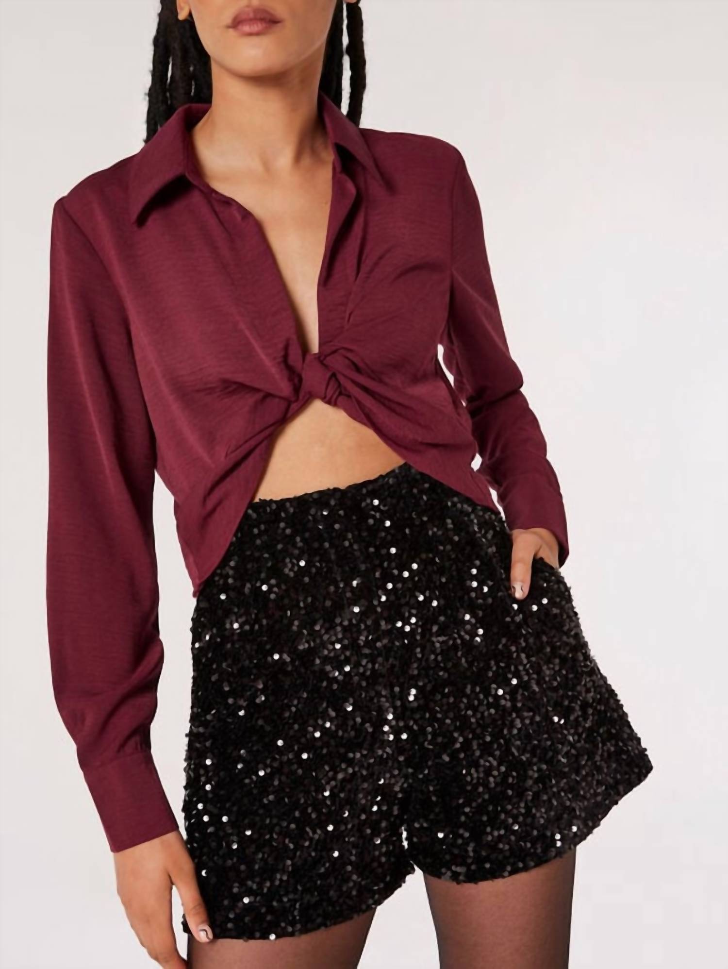 Apricot - Presley Sequin Velvet Shorts