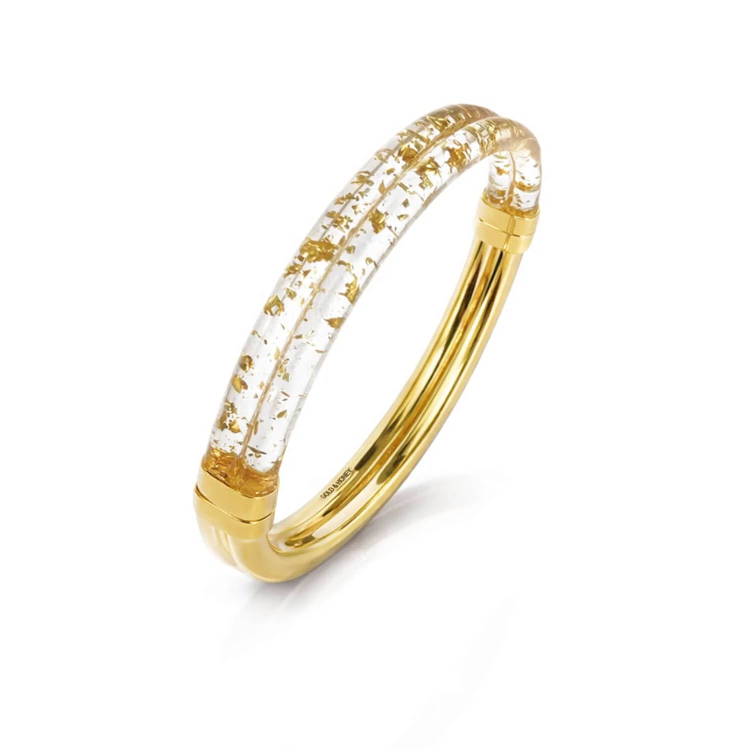 Gold & Honey - Women's Ridge Lucite Hinge Bangle