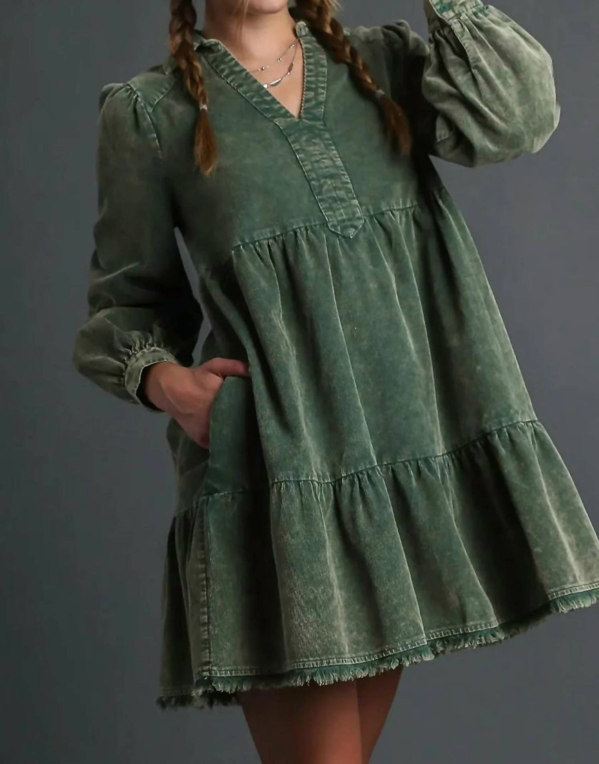 Umgee - Mineral Wash Corduroy Dress