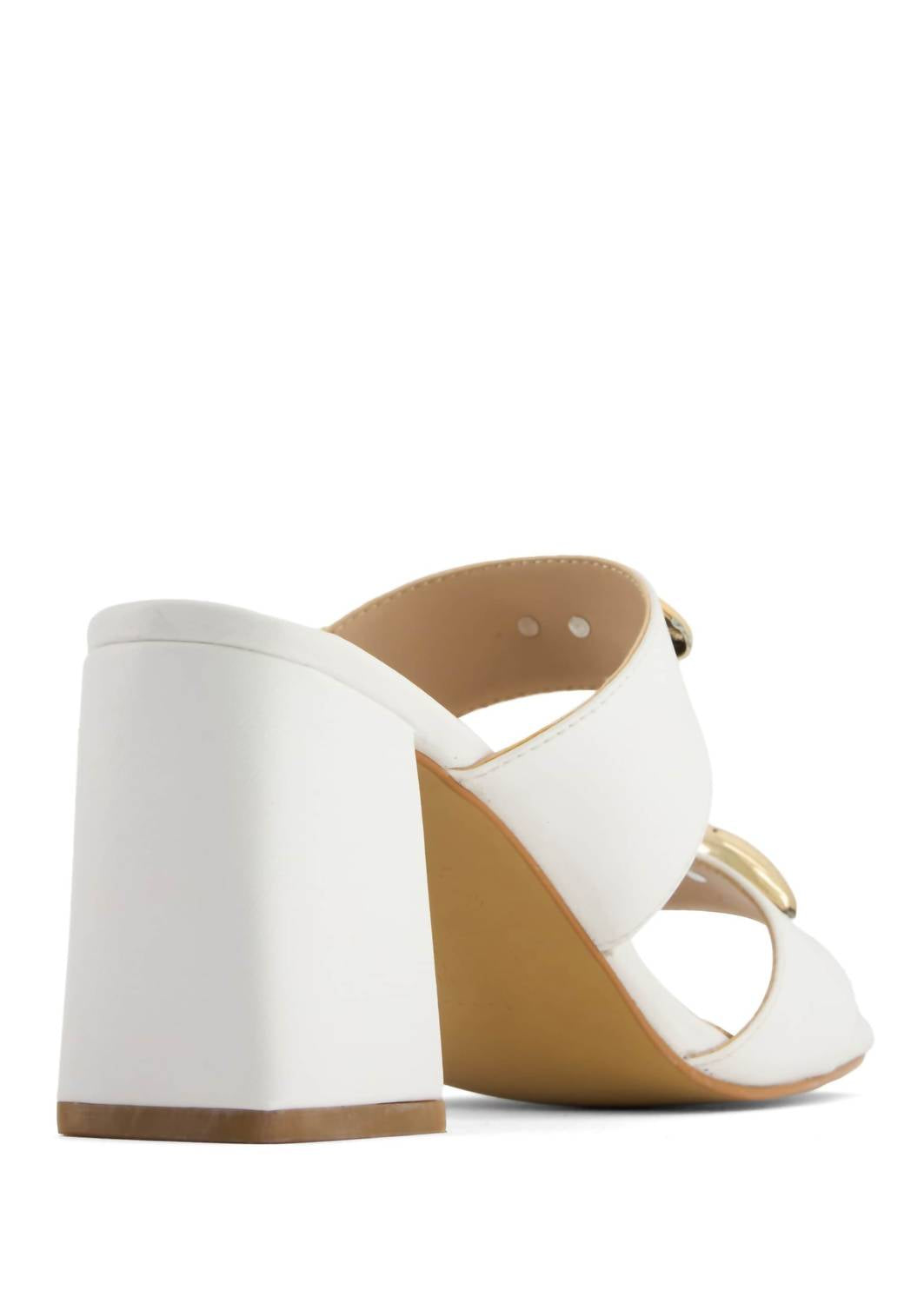 Andrea Women's Block Heel Sandal in white - women's sandal - detail view