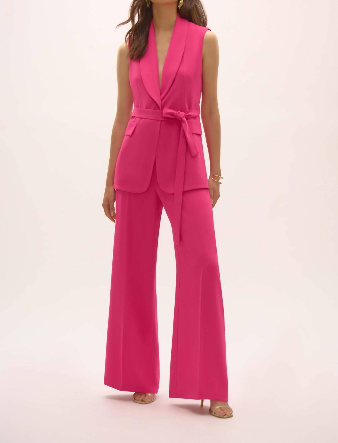 Joseph Ribkoff Belted Blazer Vest in pink - women's jacket