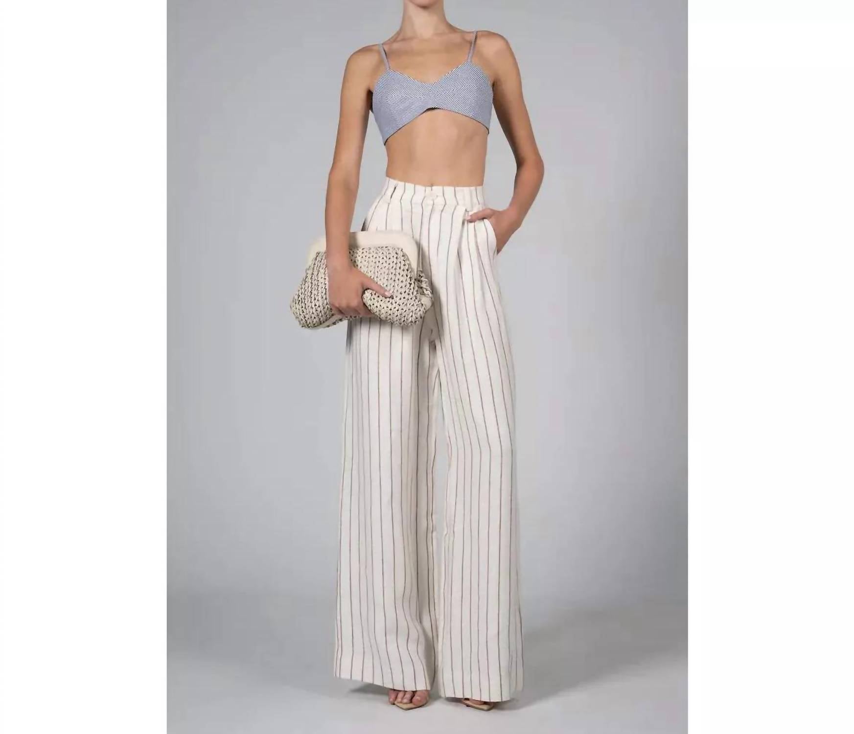 Nonchalant Label Christa Bralette in blue stripe - women's shirt