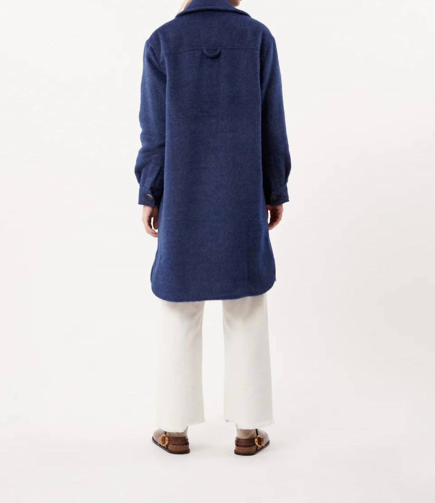 FRNCH Solar Coat in bleu marine - women's jacket - detail view