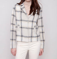 Charlie B - Boucle Knit Plaid Short Coat