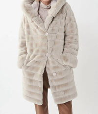 Joseph Ribkoff - REVERSIBLE FAUX FUR HOODED COAT