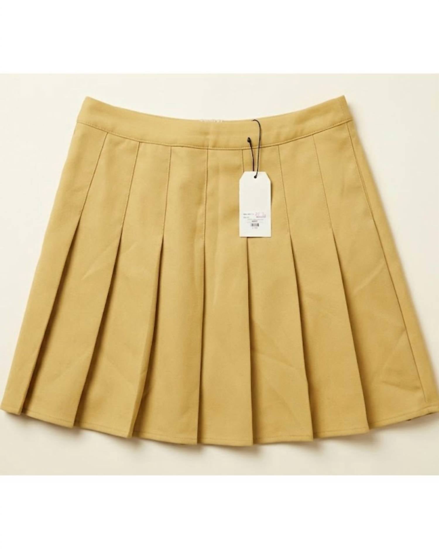 trend:notes Women's Pleated Mini Skirt in mustard - women's skirt