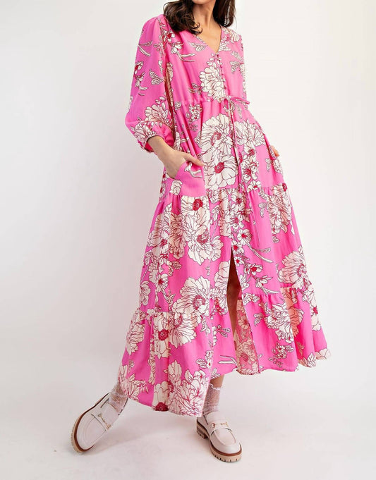 Easel - Floral Tiered Maxi Dress - Plus