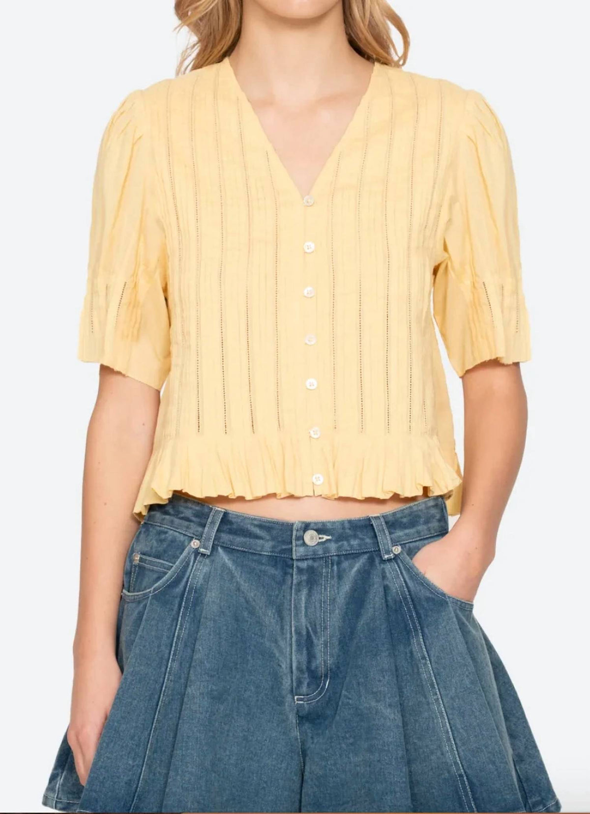 Sea - Alberte Bubble Sleeve Cotton Blouse