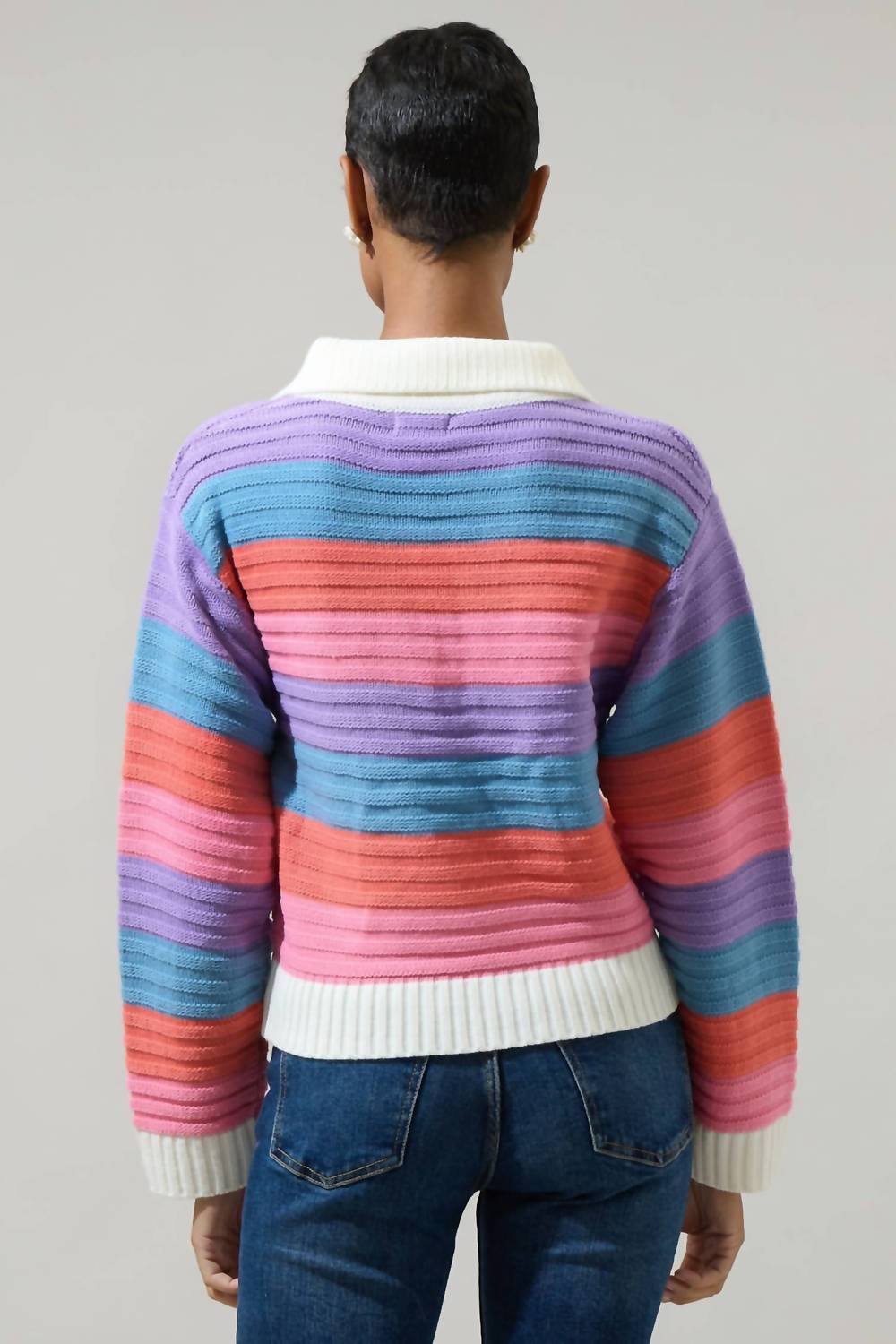 Sugarlips - Roselin Striped Collared Sweater