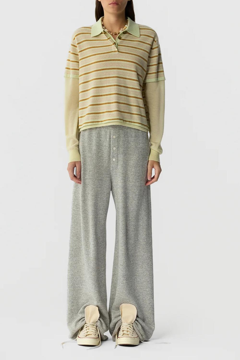 Guest In Residence - Layered Stripe Rugby Cashmere Polo Top