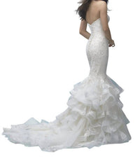 Allure Bridals - Strapless Ruffled Lace Mermaid Wedding Gown