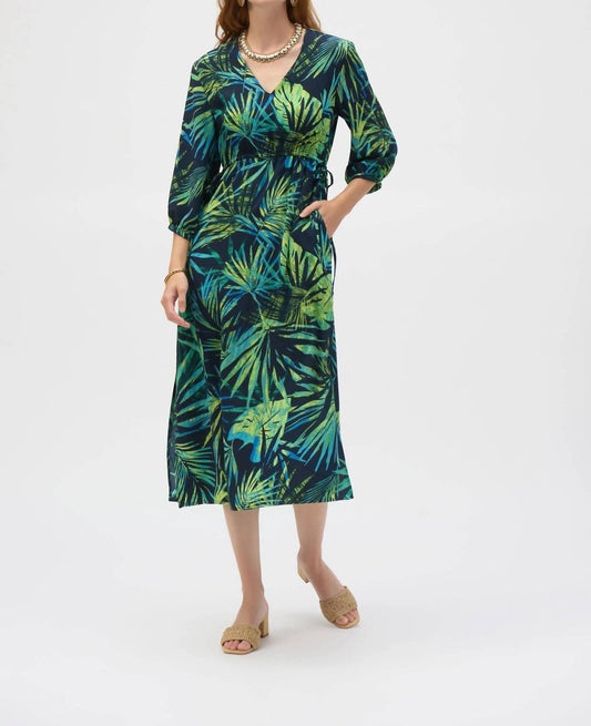 Joseph Ribkoff - Tropical Print V-neck Midi Dress