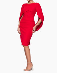 Betsy & Adam - Short Scuba Crape Draped Back Dress