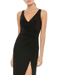 Ieena For Mac Duggal - High Slit Faux Wrap Dress