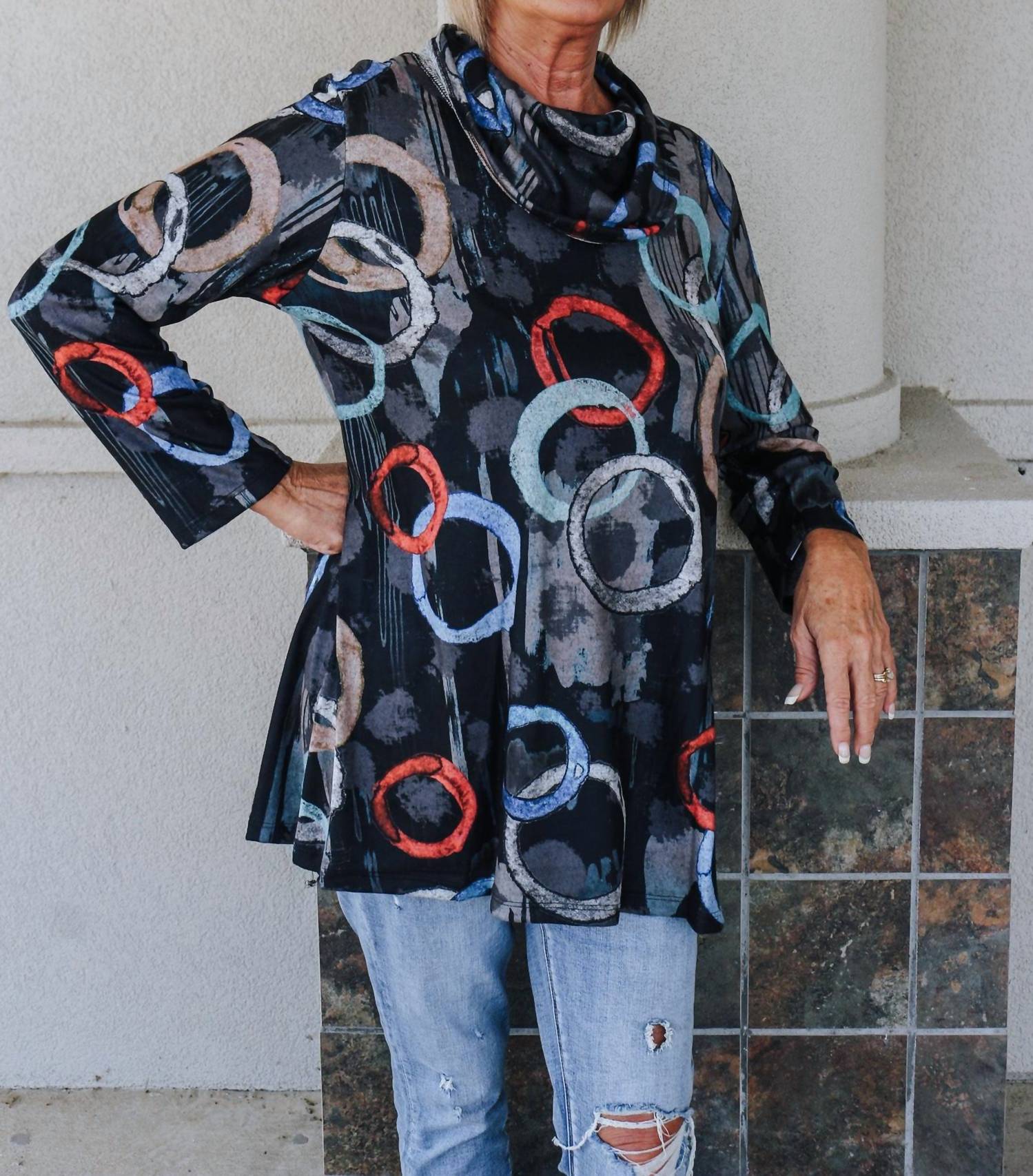 Jess & Jane - French Brushed Mock Neck Knit Tunic