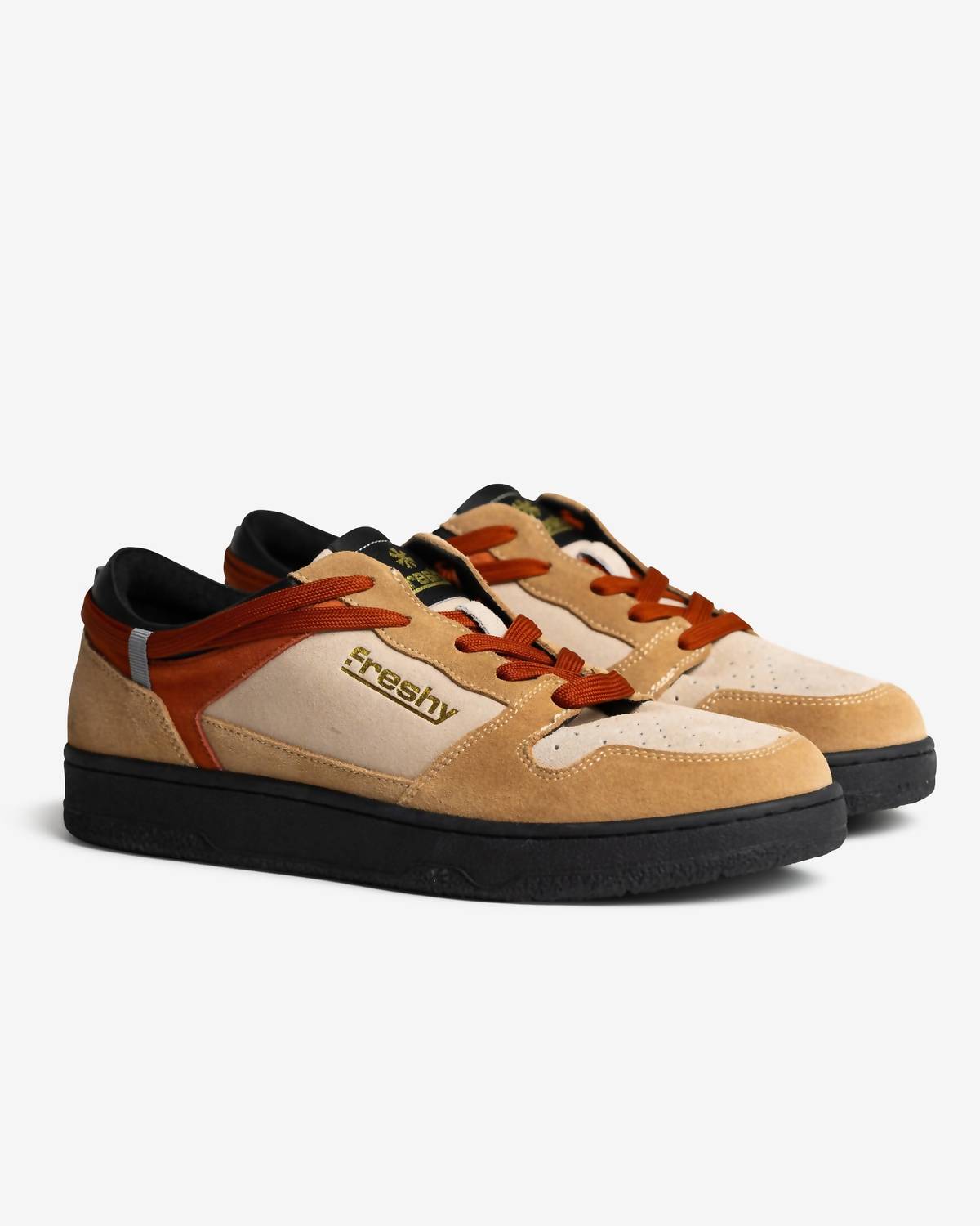 Freshy Men's Gorillaz Suede Casual Sneakers in jet black sand tan - men's sneaker - detail view