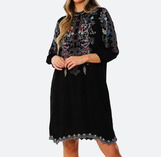 EMBROIDERED NOLA SHIFT DRESS