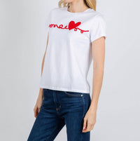 Elliott Lauren Heart Embroidered Top in white - women's t-shirt - alternate view