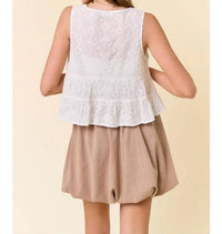 Doe And Rae - Bella Front Tie Ruffle Top