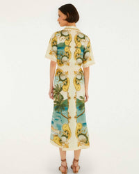 Farm Rio - Royal Sea Collared Midi Dress