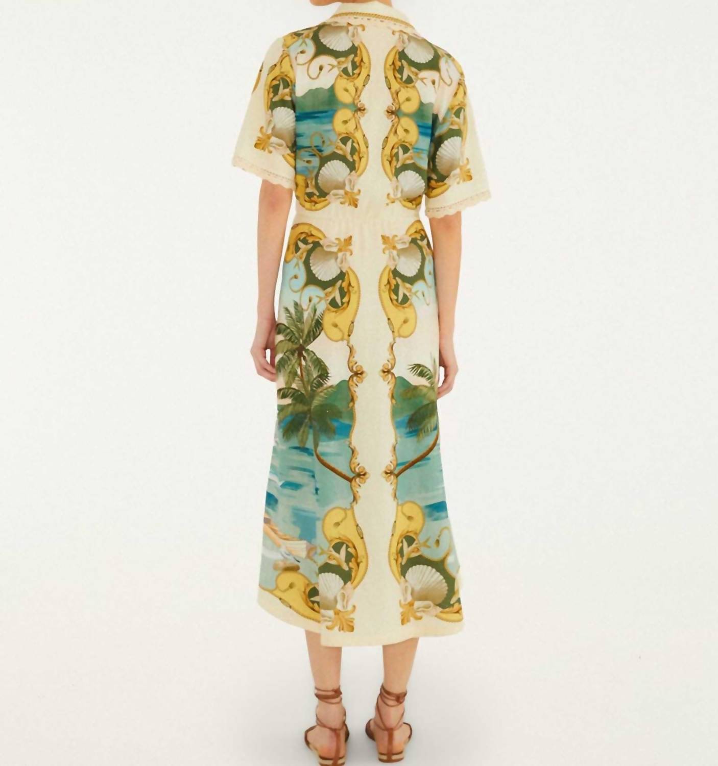 Farm Rio - Royal Sea Collared Midi Dress
