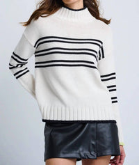 LISA TODD Highline Stripe Sweater in white - women's sweater