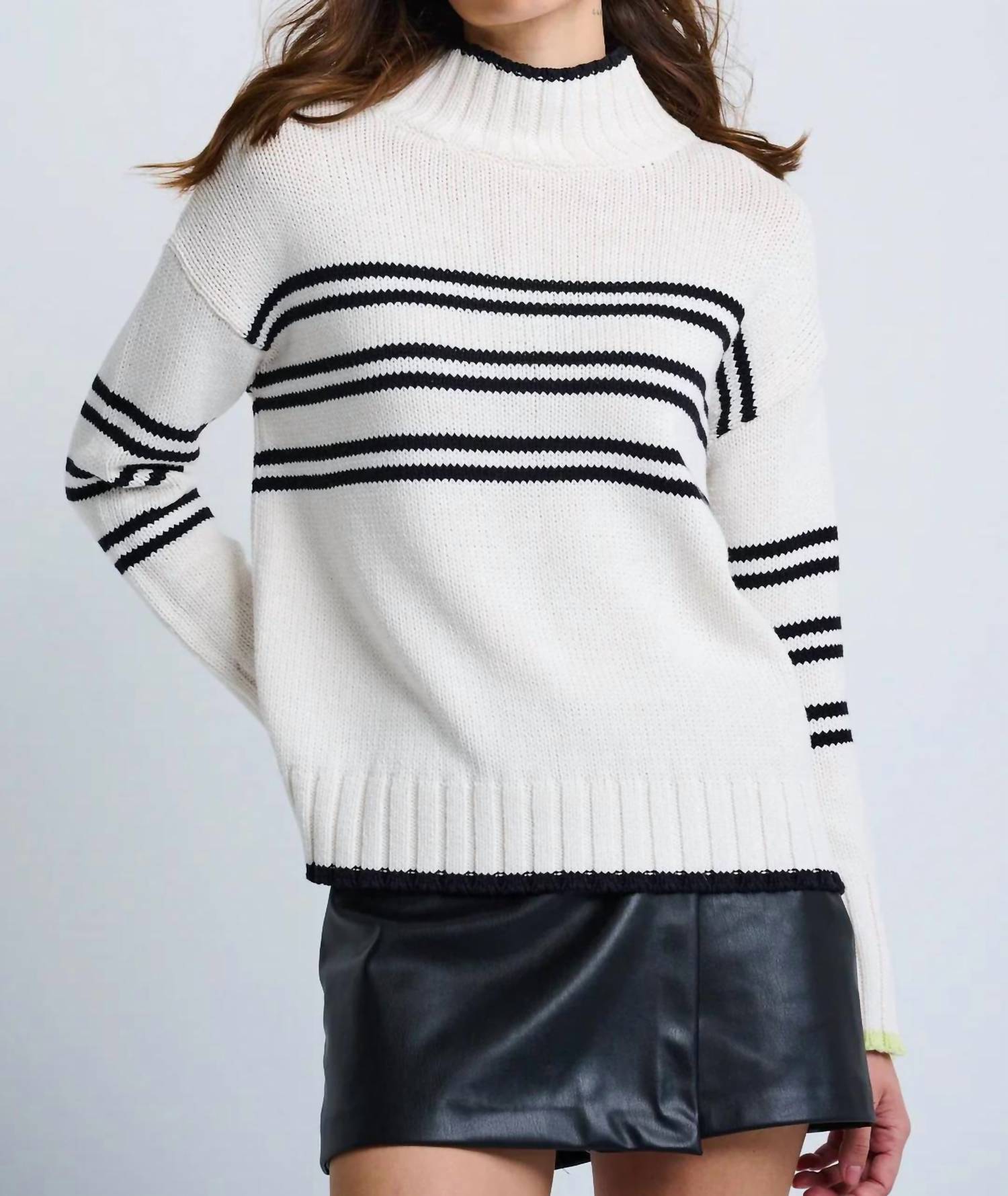 LISA TODD Highline Stripe Sweater in white - women's sweater