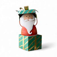Kalalou - Painted Metal Santa with Christmas Gift Box