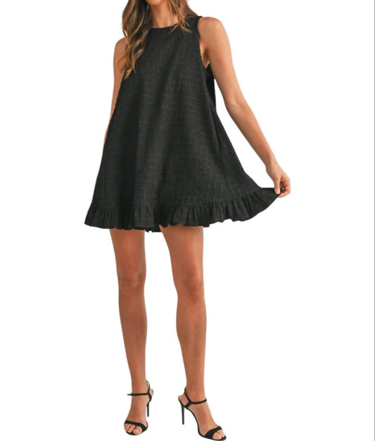 Mable - TEXTURED RUFFLE BUTTON BACK MINI DRESS