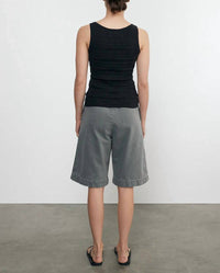 Enza Costa Linen Cotton Sweater Tank in black - women's tank top - detail view