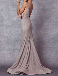 Juliet - Low V-neck Glitter Prom Dress