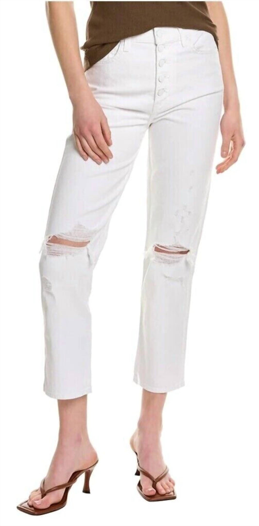 7 For All Mankind - Hi-Waist Button Fly Cropped Straight Jeans