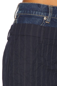 SIMKHAI Ophelia Double Waistband Combo Pant in midnight stripe - women's pants - view 5