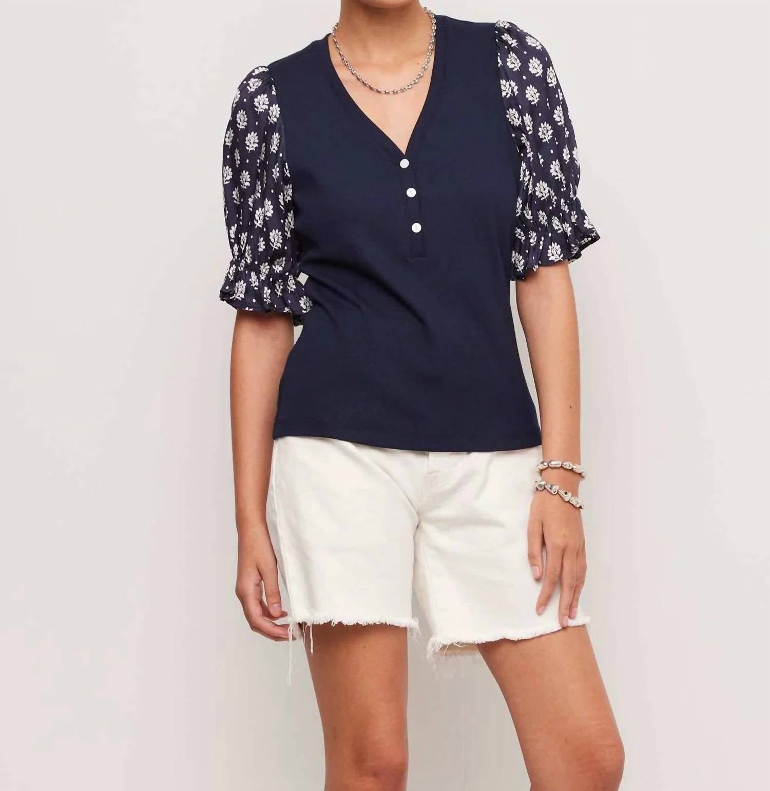 Fifteen Twenty - Women's Tamra Contrast Puff Sleeve Top