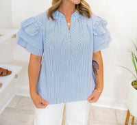 Joh Jessy Top in blue white - women's blouse