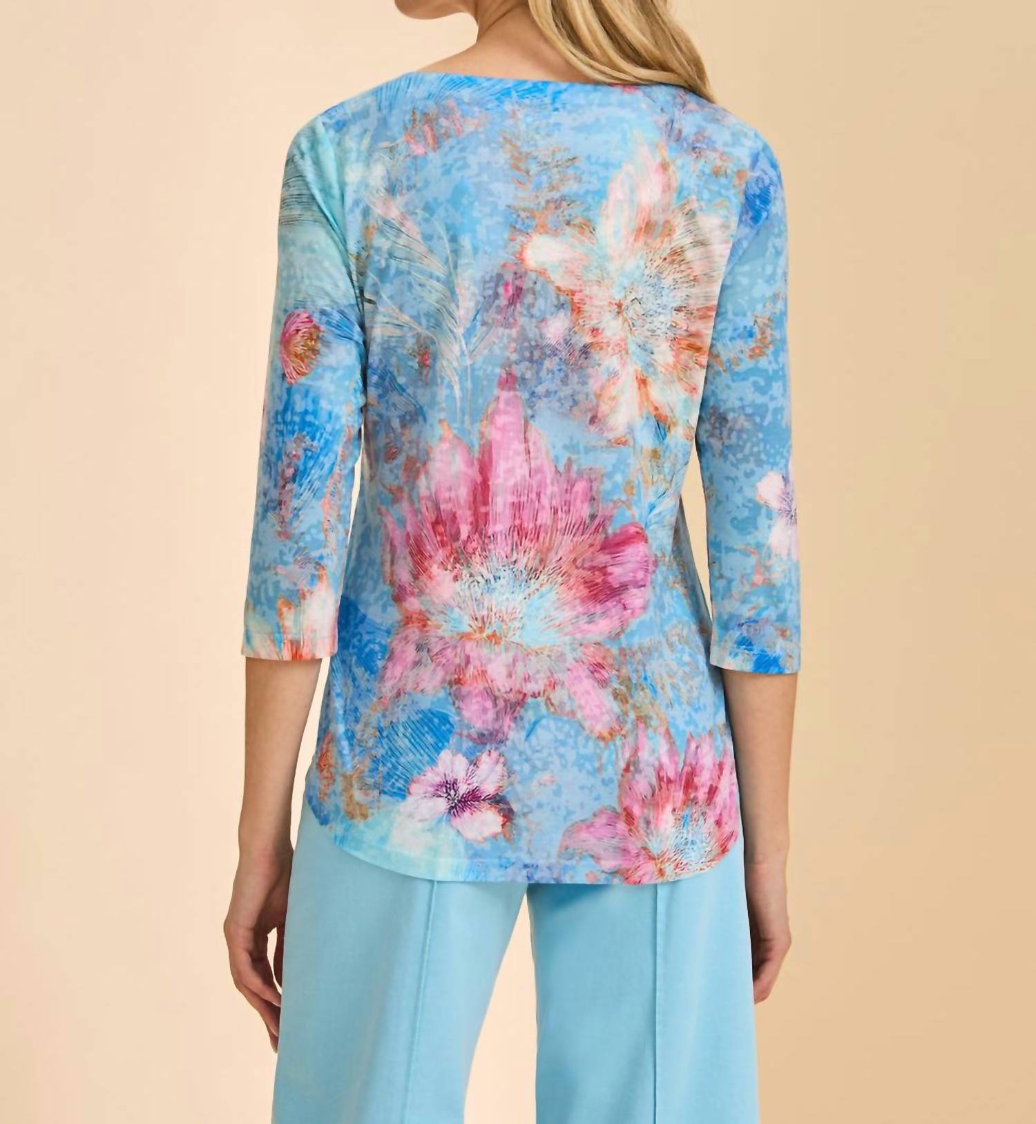 Fdj - 3/4 Sleeve Scoop Neck Top