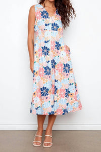 Charlie B - Cotton Voile Printed Front Zip Maxi Dress