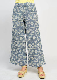 Ivy Jane Embroidered Wide Leg Pant in indigo - women's pants