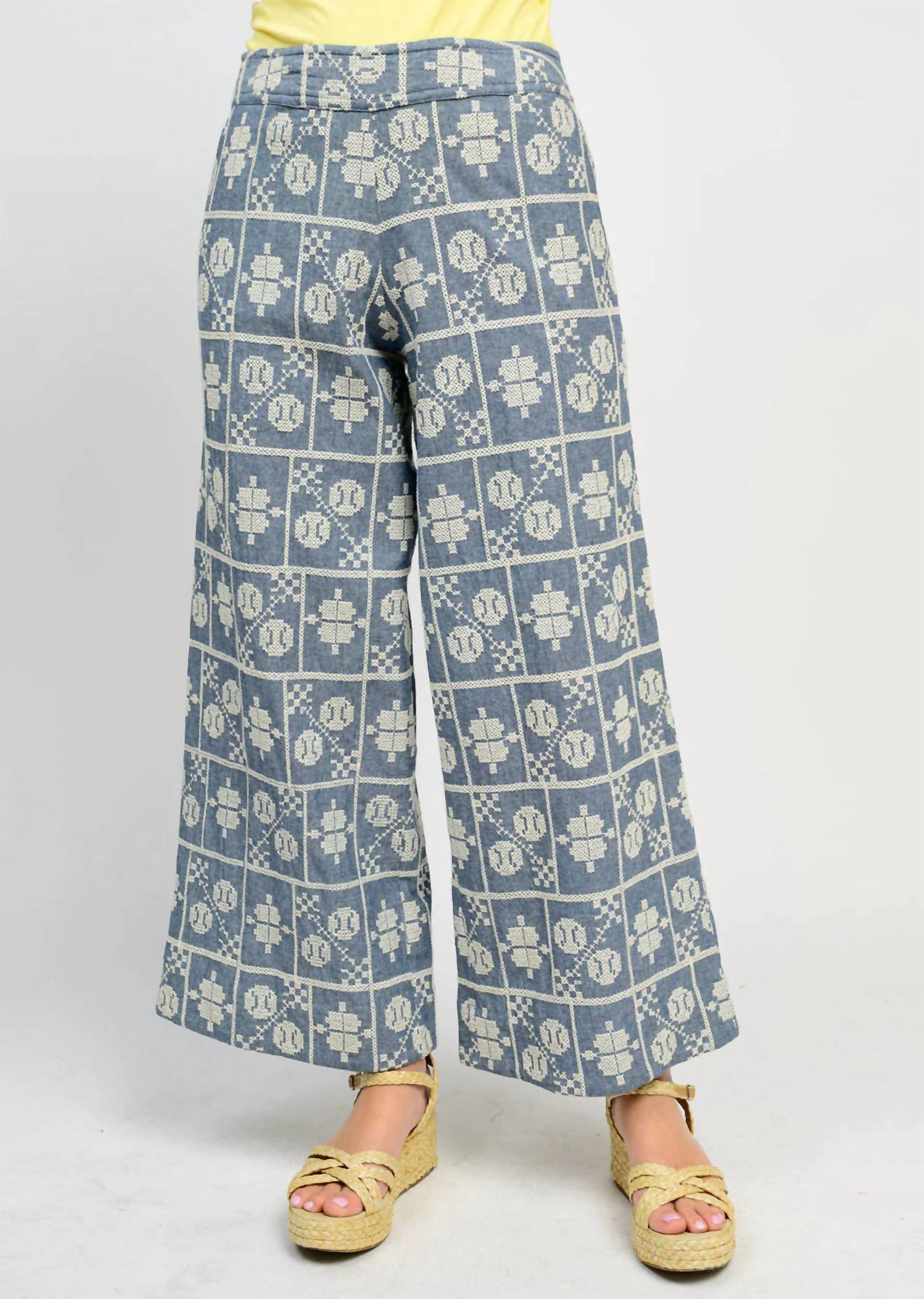 Ivy Jane Embroidered Wide Leg Pant in indigo - women's pants