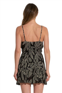 Elan - Cartagena Print Spaghetti Strap Tie Waist Mini Dress